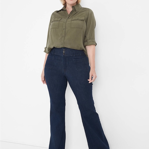 NWT Lane Bryant Ultra High Rise Flare plus size 22 blue jean pant work office - Picture 2 of 9